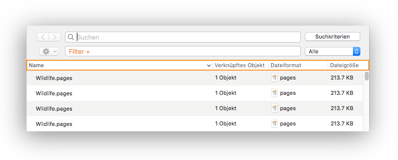 Suchergebnisse sortieren in DayliteDocs
