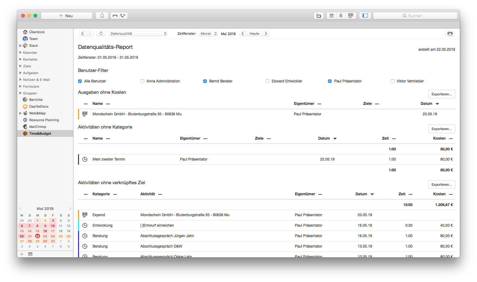 Data quality report