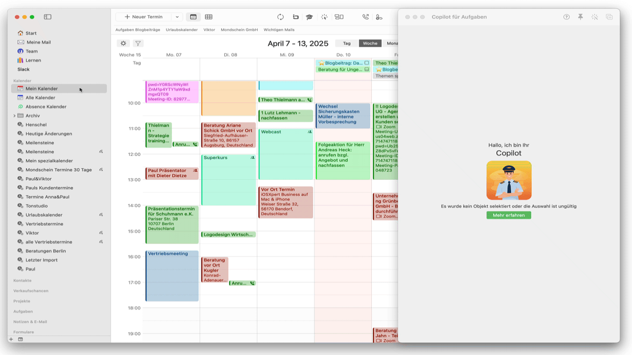 My Daily Log on tasks in the calendar