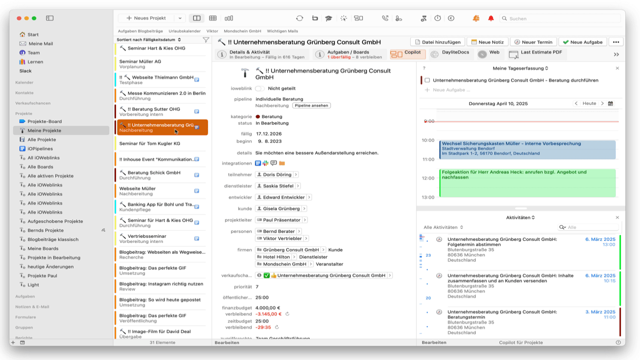 Creating a task in My Daily Log