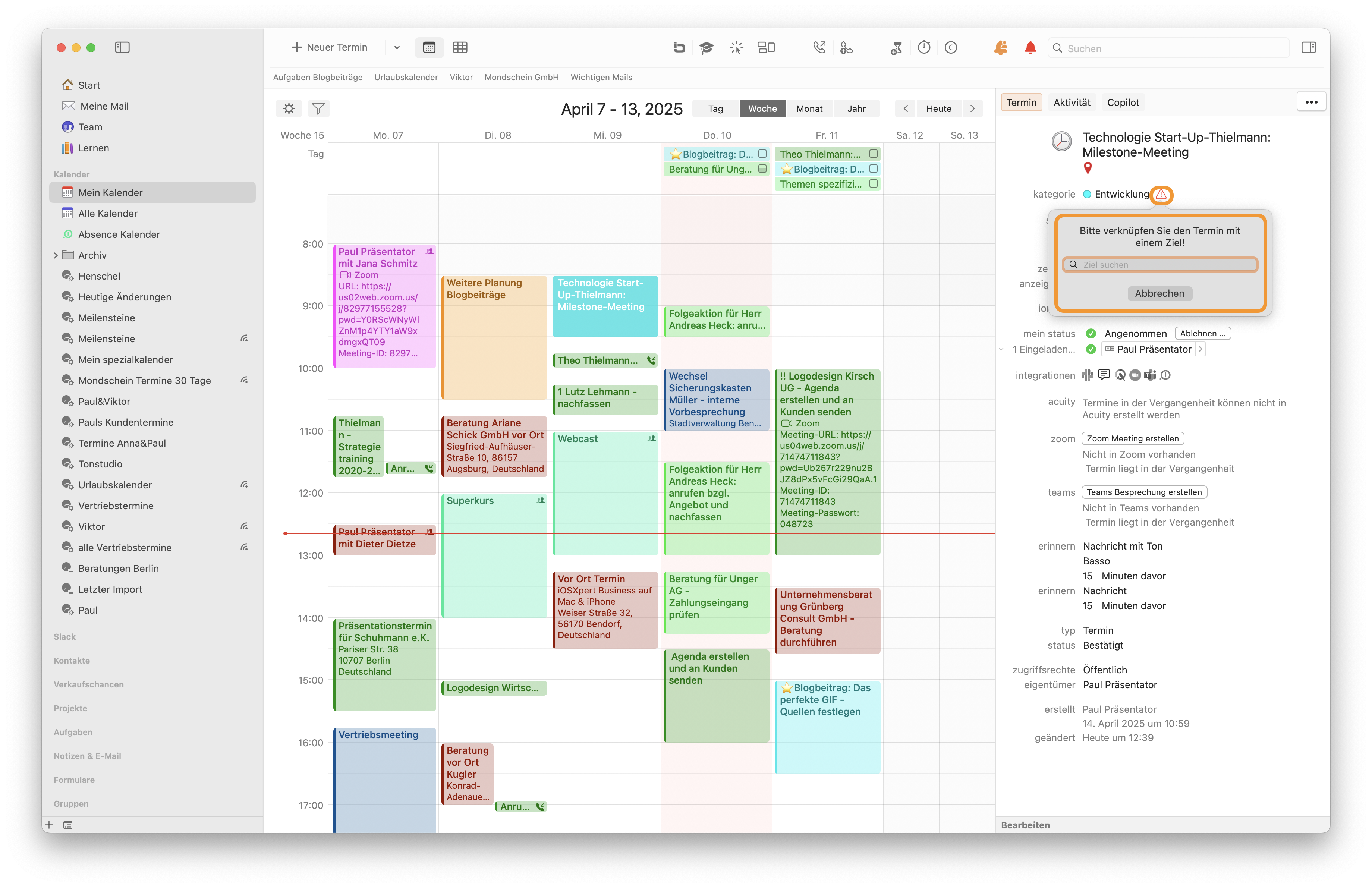 Warning: project/opportunity missing on appointment