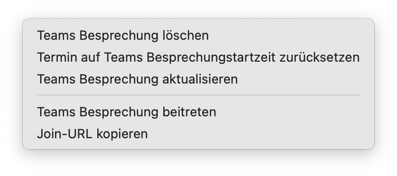 Auswahl Teams Besprechung aktualisieren