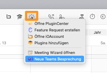 Schaltfläche Neue Teams Besprechung in der Daylite Symbolleiste